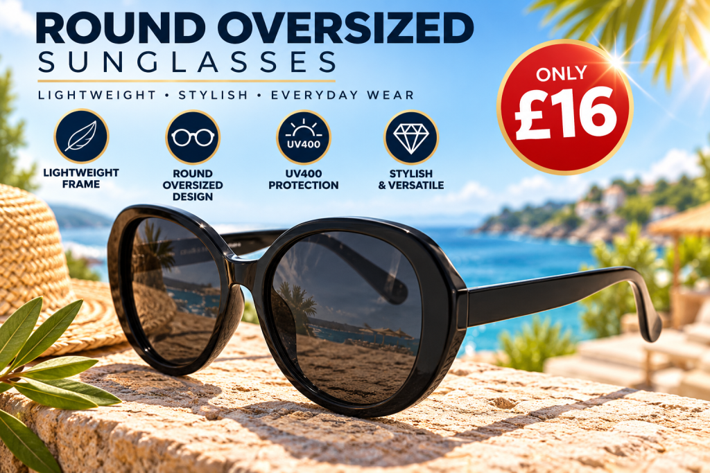 Womens Round Oversized Sunglasses ad