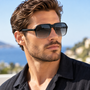 Unisex Oversized Square Aviator Sunglasses man model