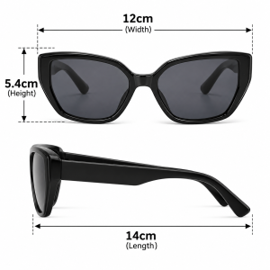 Womens Cat Eye Chunky Sunglasses dimensions