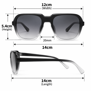 Unisex Oversized Square Aviator Sunglasses dimensions