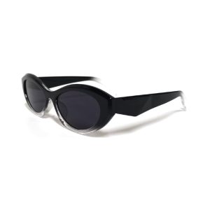 womens oval chunky sunglasses black