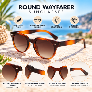 Unisex Round Classic Sunglasses features