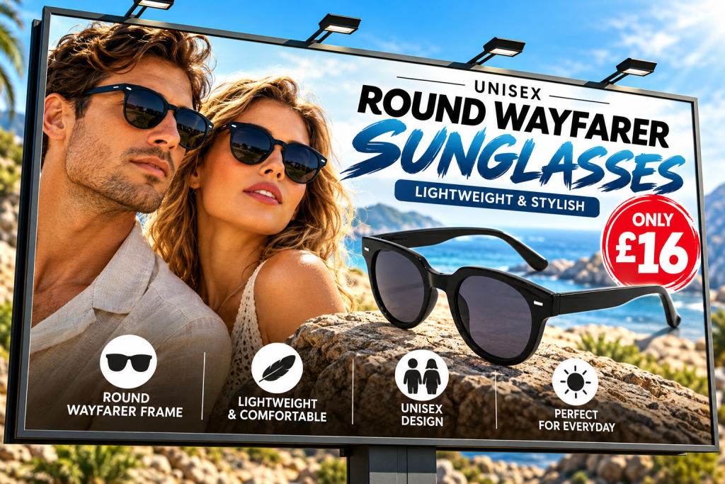 Unisex Round Classic Sunglasses billboard