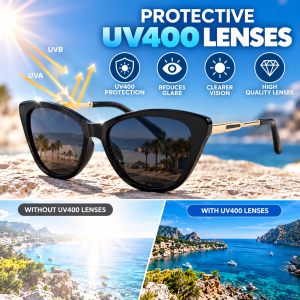 Cat Eye Metal Temples Sunglasses uv400 lenses