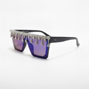 Oversized Flat Top Rhinestone Sunglasses - Unique, Flashy, Stylish - Image 15