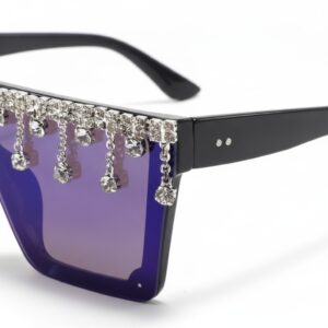 Oversized Flat Top Rhinestone Sunglasses 4