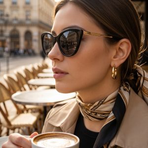 Cat Eye Metal Temples Sunglasses model 2