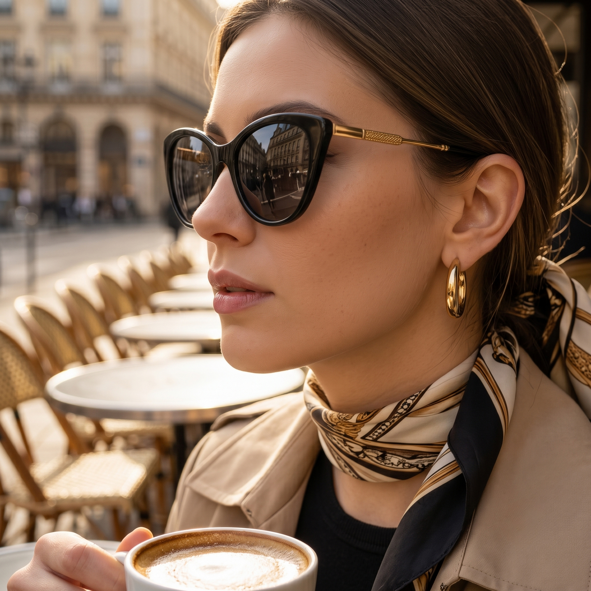 Cat Eye Metal Temples Sunglasses model 2