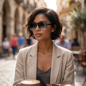 Unisex Oversized Square Aviator Sunglasses close up