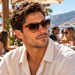 Unisex Round Classic Sunglasses man model