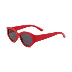 womens oval retro sunglasses red