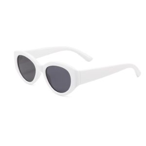 womens oval retro sunglasses white