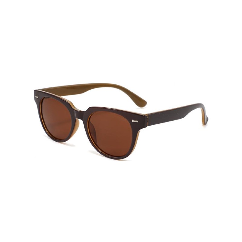 womens round classic sunglasses brown