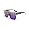 Oversized Flat Top Rhinestone Sunglasses blue