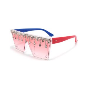 Oversized Flat Top Rhinestone Sunglasses usa