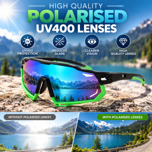Aerodynamic Full Rim Shield Sunglasses polarised lenses