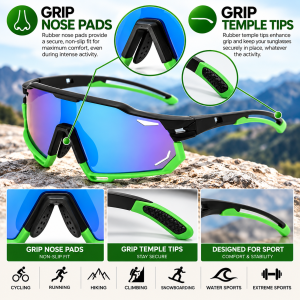 Aerodynamic Full Rim Shield Sunglasses nose pads