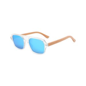 wooden square aviator sunglasses transparent