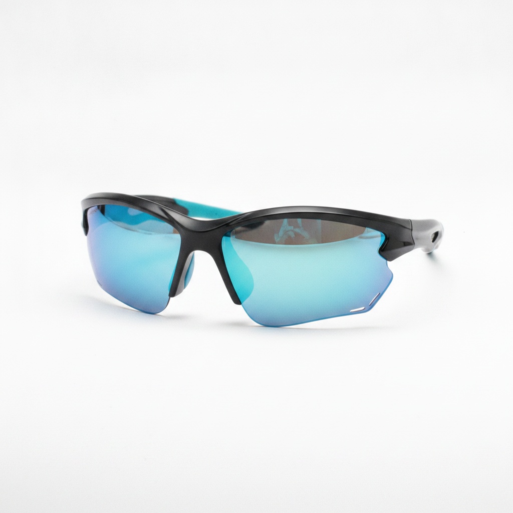 Aerodynamic Half Rim Wraparound Sunglasses 2