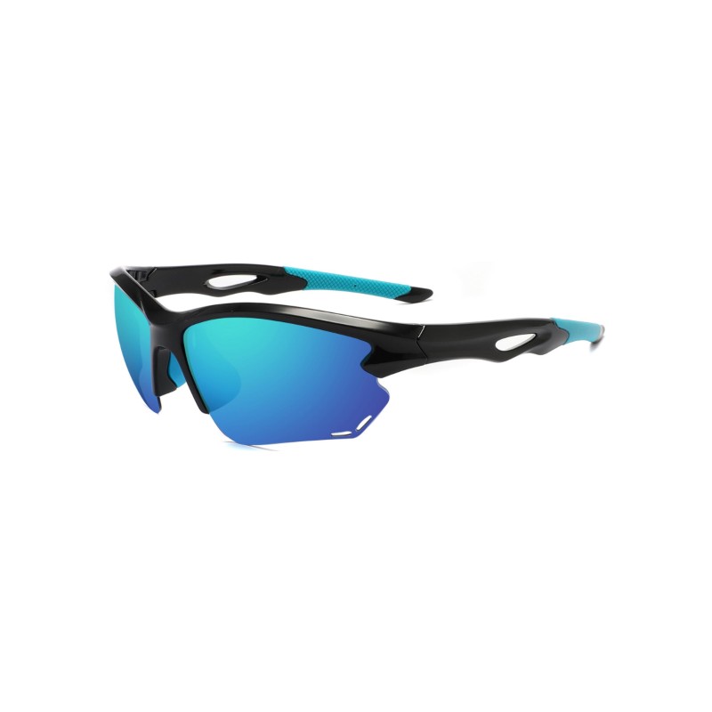 Aerodynamic Half Rim Wraparound Sunglasses blue