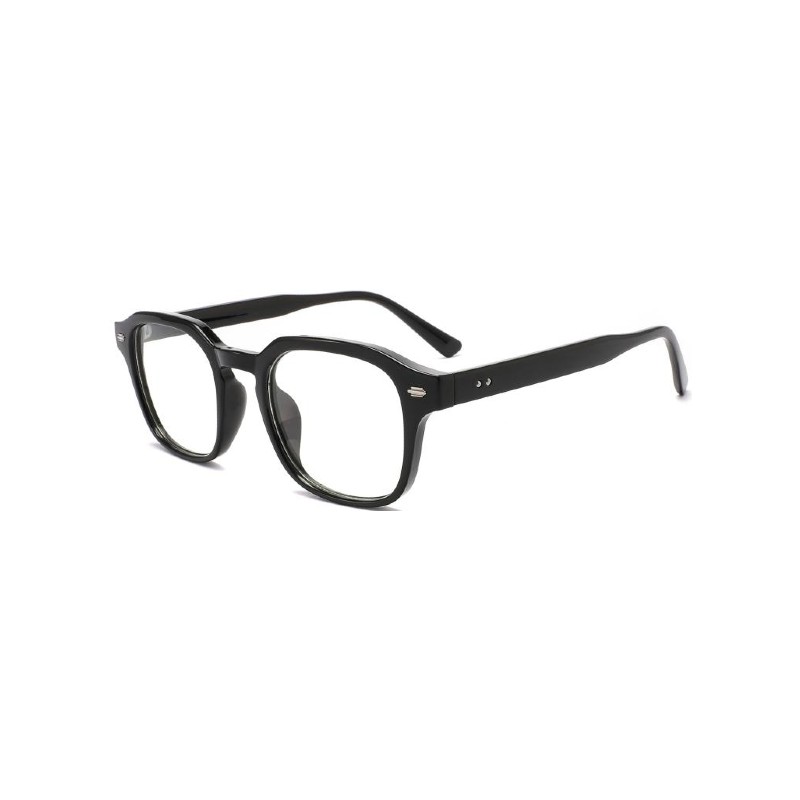 square retro reading glasses black