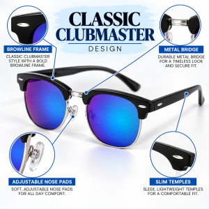 Unisex Classic Clubmaster Sunglasses features