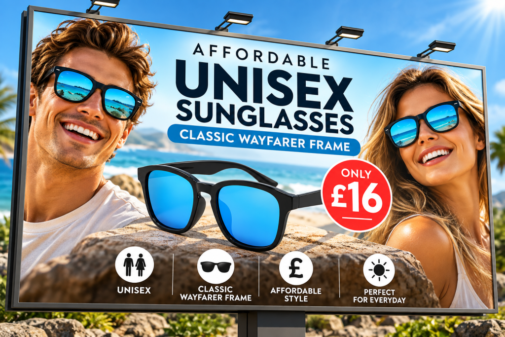 Unisex Square Wayfarer Sunglasses billboard