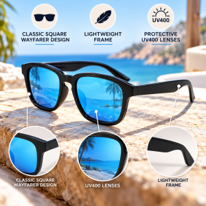 Unisex Square Wayfarer Sunglasses features