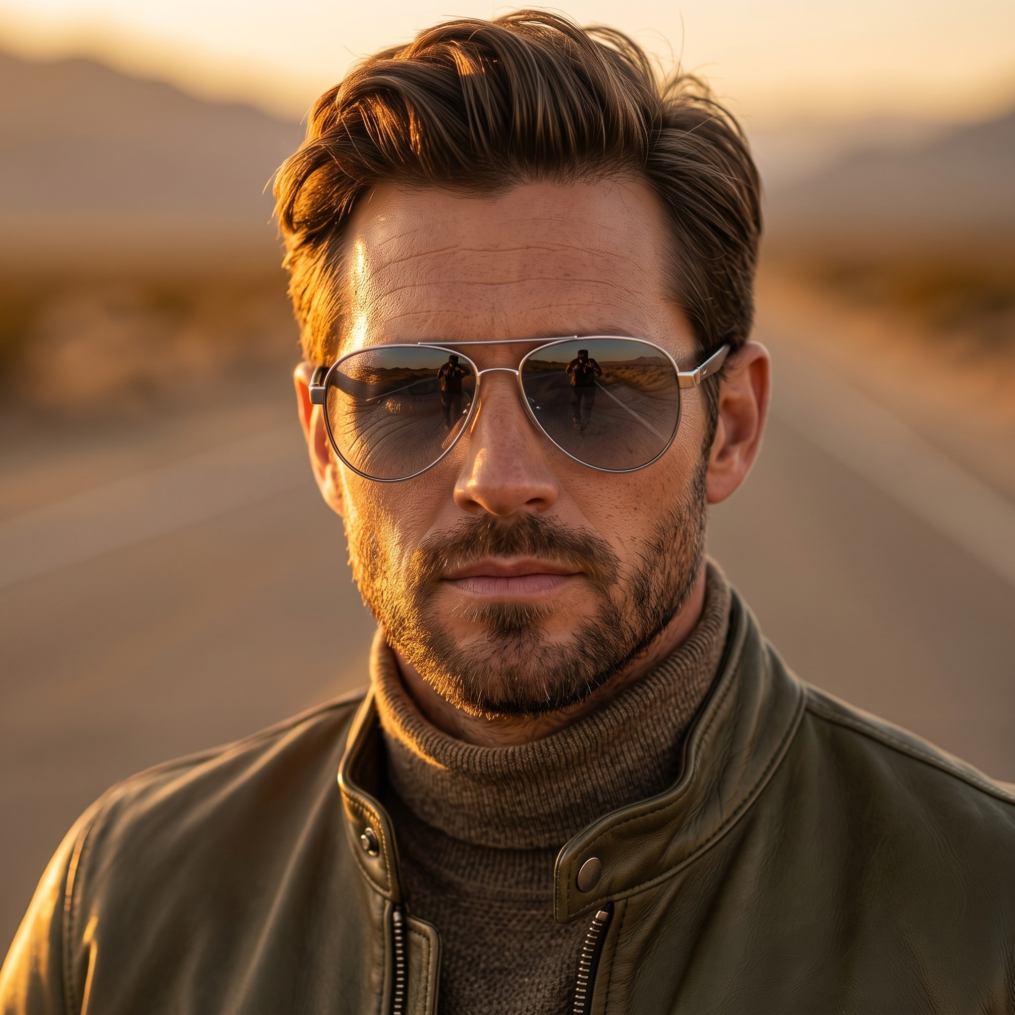 Retro Aviator Acetate Temple Sunglasses model 2