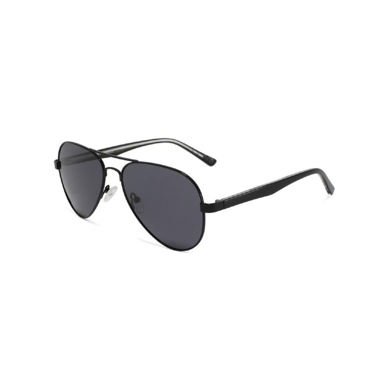 Retro Aviator Acetate Temple Sunglasses black