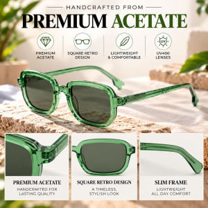 square retro acetate sunglasses features