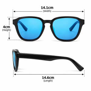 Unisex Square Wayfarer Sunglasses dimensions