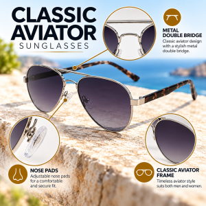 Retro Aviator Acetate Temple Sunglasses features