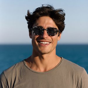 Square Retro Acetate Sunglasses male model