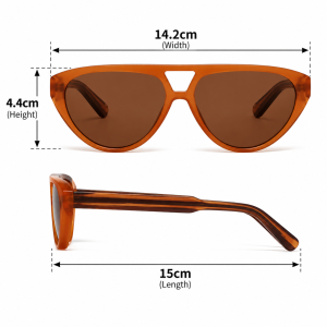 Flat Top Aviator Acetate Sunglasses dimensions