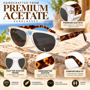 Flat Top Aviator Acetate Sunglasses features